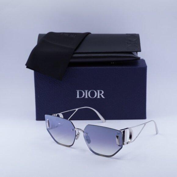 Dior 30MONTAIGNE B3U F0A6 Sunglasses Shiny Palladium Cat Eye Frame, Smoke Lenses - Picture 11 of 11